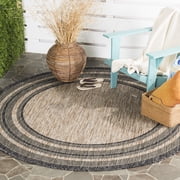 Safavieh Courtyard Ercan Bordered Indoor/Outdoor Area Rug, Natural/Black, 9' x 9' Round