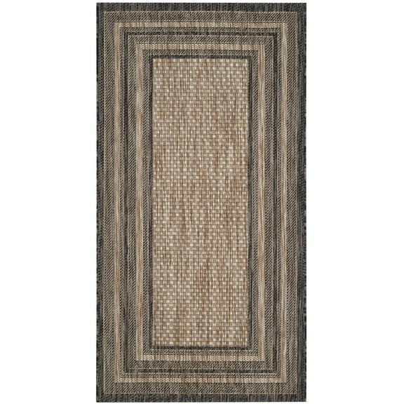 Safavieh Courtyard Ercan Bordered Indoor/Outdoor Area Rug, Natural/Black, 2'7" x 5'