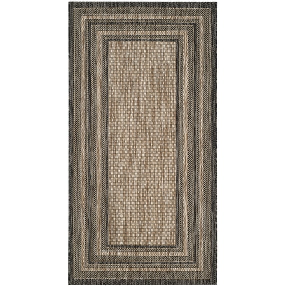 Safavieh Courtyard Ercan Bordered Indoor/Outdoor Area Rug, Natural/Black, 2'7" x 5'