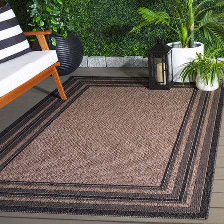Safavieh Courtyard Ercan Bordered Indoor/Outdoor Area Rug, Natural/Black, 5'3" x 7'7"