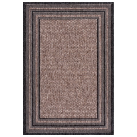 Safavieh Courtyard Ercan Bordered Indoor/Outdoor Area Rug, Natural/Black, 5'3" x 7'7"
