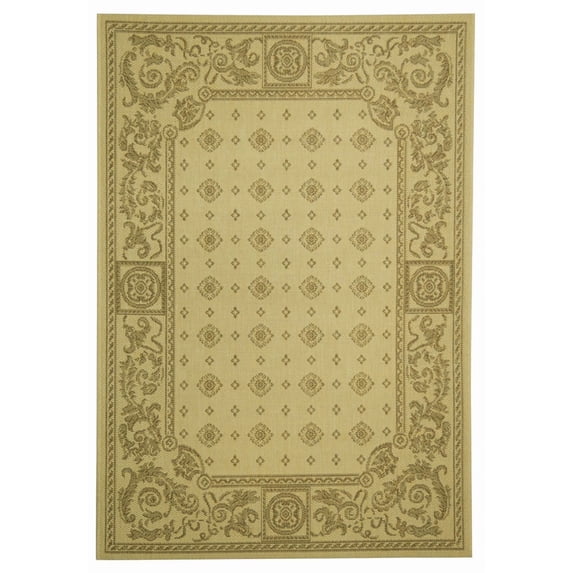 Safavieh Courtyard Erin Bordered Indoor/Outdoor Area Rug, Natural/Brown, 4' x 5'7"