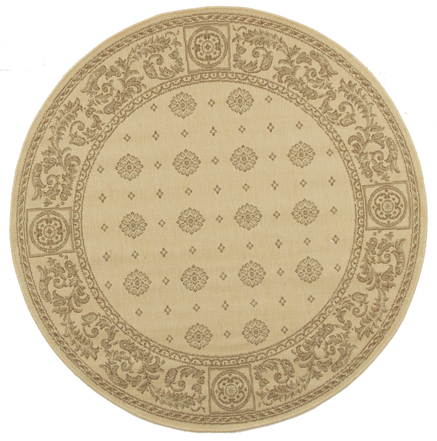 Safavieh Courtyard Erin Bordered Indoor/Outdoor Area Rug, Natural/Brown, 5'3" x 5'3" Round