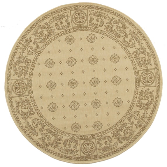 Safavieh Courtyard Erin Bordered Indoor/Outdoor Area Rug, Natural/Brown, 5'3" x 5'3" Round