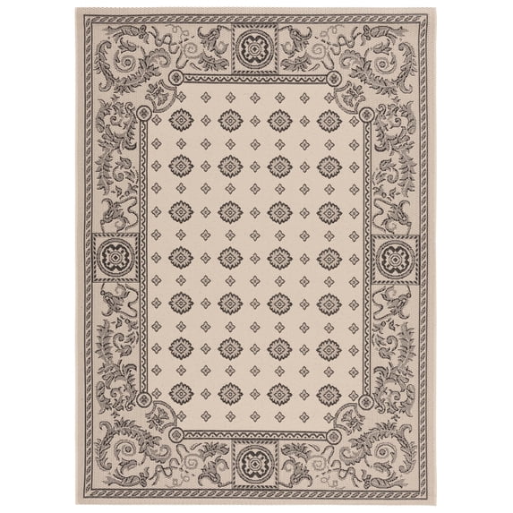 Safavieh Courtyard Erin Bordered Indoor/Outdoor Area Rug, Sand/Black, 5'3" x 7'7"