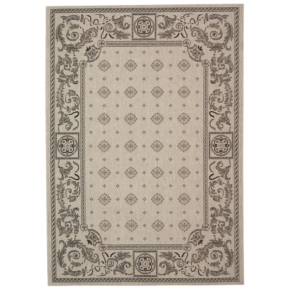 Safavieh Courtyard Erin Bordered Indoor/Outdoor Area Rug, Sand/Black, 6'7" x 9'6"