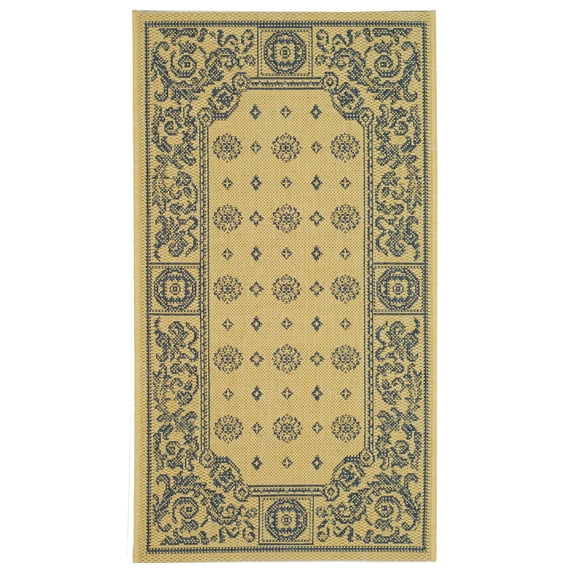 SAFAVIEH Courtyard Erin Traditional Indoor/Outdoor Area Rug, 2' x 3'7", Natural/Blue