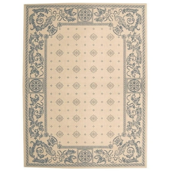 Safavieh Courtyard Erin Bordered Indoor/Outdoor Area Rug, Natural/Blue, 5'3" x 7'7"