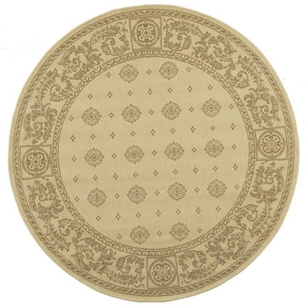 SAFAVIEH Courtyard Erin Traditional Indoor/Outdoor Area Rug, 6'7" x 6'7" Round, Natural/Brown