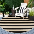 thumbnail image 1 of Safavieh Courtyard Ermintrude Striped Indoor/Outdoor Area Rug, Beige/Black, 4' x 4' Round, 1 of 12