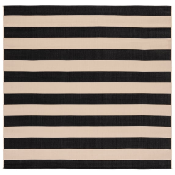 Safavieh Courtyard Ermintrude Striped Indoor/Outdoor Area Rug, Beige/Black, 4' x 4' Square