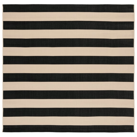Safavieh Courtyard Ermintrude Striped Indoor/Outdoor Area Rug, Beige/Black, 5'3" x 5'3" Square