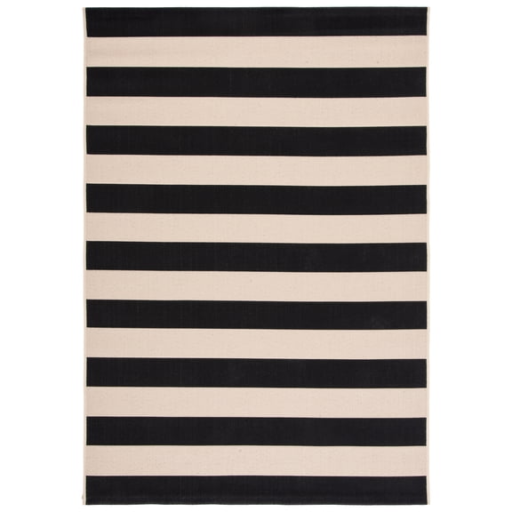 Safavieh Courtyard Ermintrude Striped Indoor/Outdoor Area Rug, Beige/Black, 5'3" x 7'7"