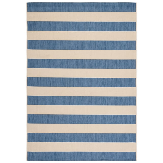 SAFAVIEH Courtyard Ermintrude Striped Indoor/Outdoor Area Rug, Beige/Blue, 2'7" x 5'
