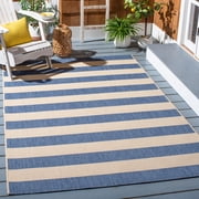 Safavieh Courtyard Ermintrude Striped Indoor/Outdoor Area Rug, Beige/Blue, 2' x 3'7"