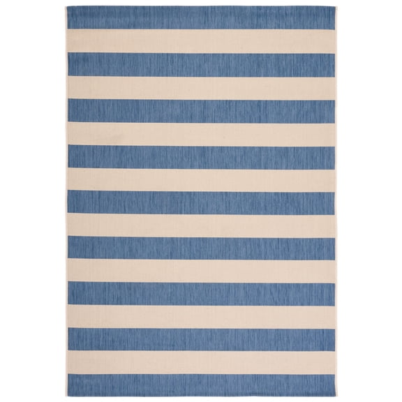 Safavieh Courtyard Ermintrude Striped Indoor/Outdoor Area Rug, Beige/Blue, 2' x 3'7"
