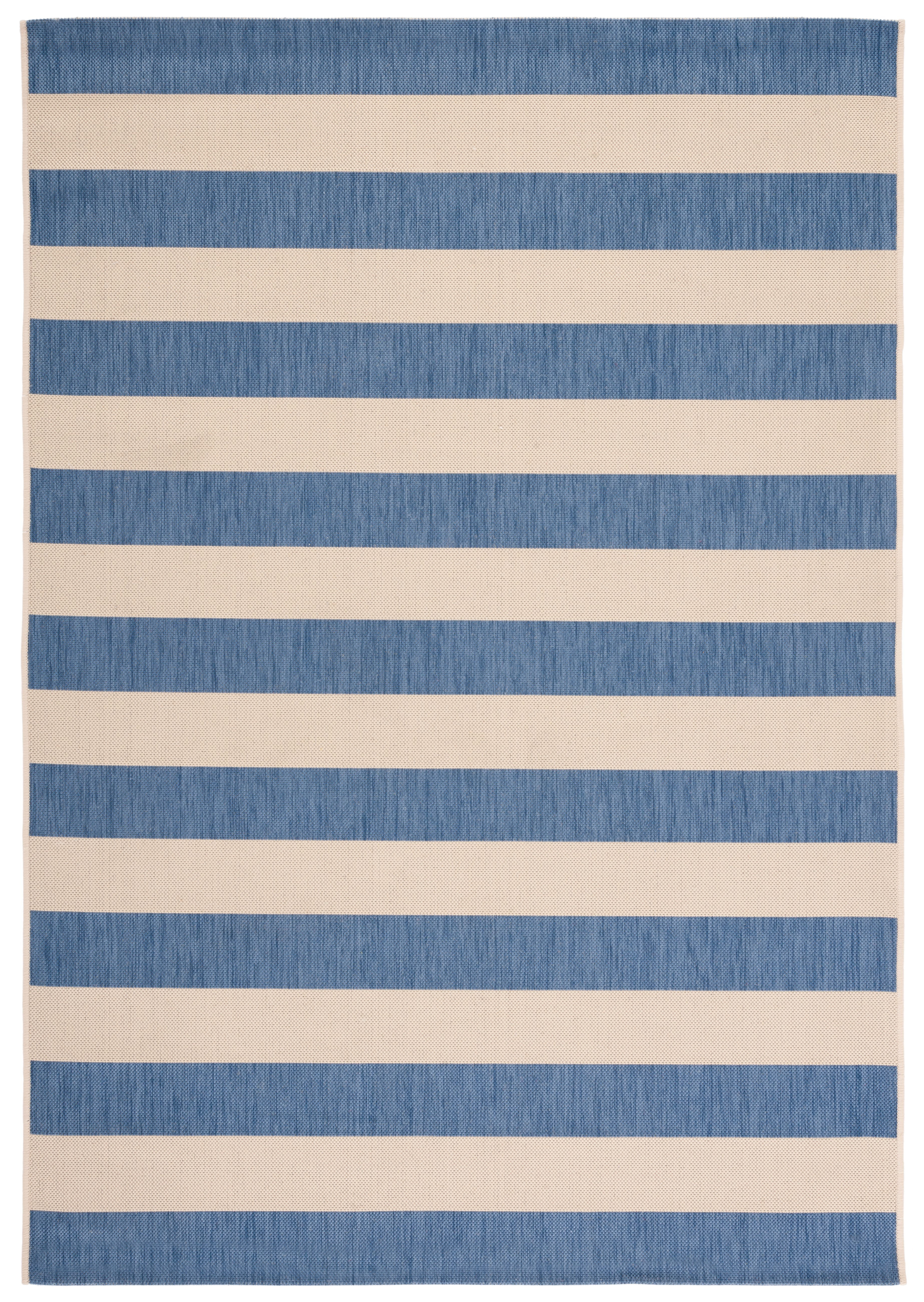 Blue Rectangular Stain-Resistant Synthetic Outdoor Rug
