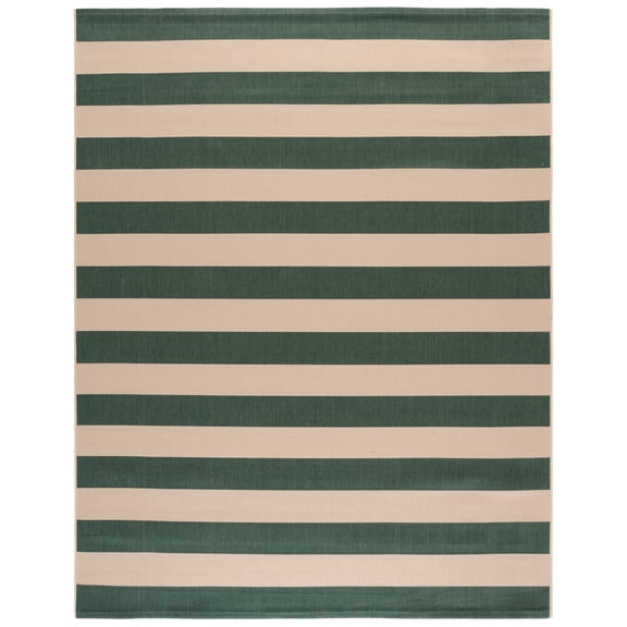 Safavieh Courtyard Ermintrude Striped Indoor/Outdoor Area Rug, Beige/Dark Green, 9' x 12'