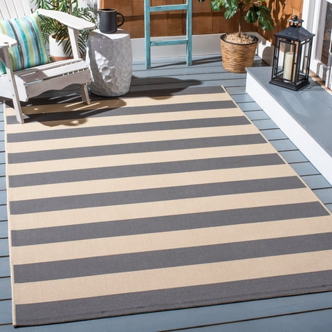 Safavieh Courtyard Ermintrude Striped Indoor/Outdoor Area Rug, Beige/Gray, 2' x 3'7"