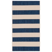 Safavieh Courtyard Ermintrude Striped Indoor/Outdoor Area Rug, Beige/Navy, 2' x 3'7"
