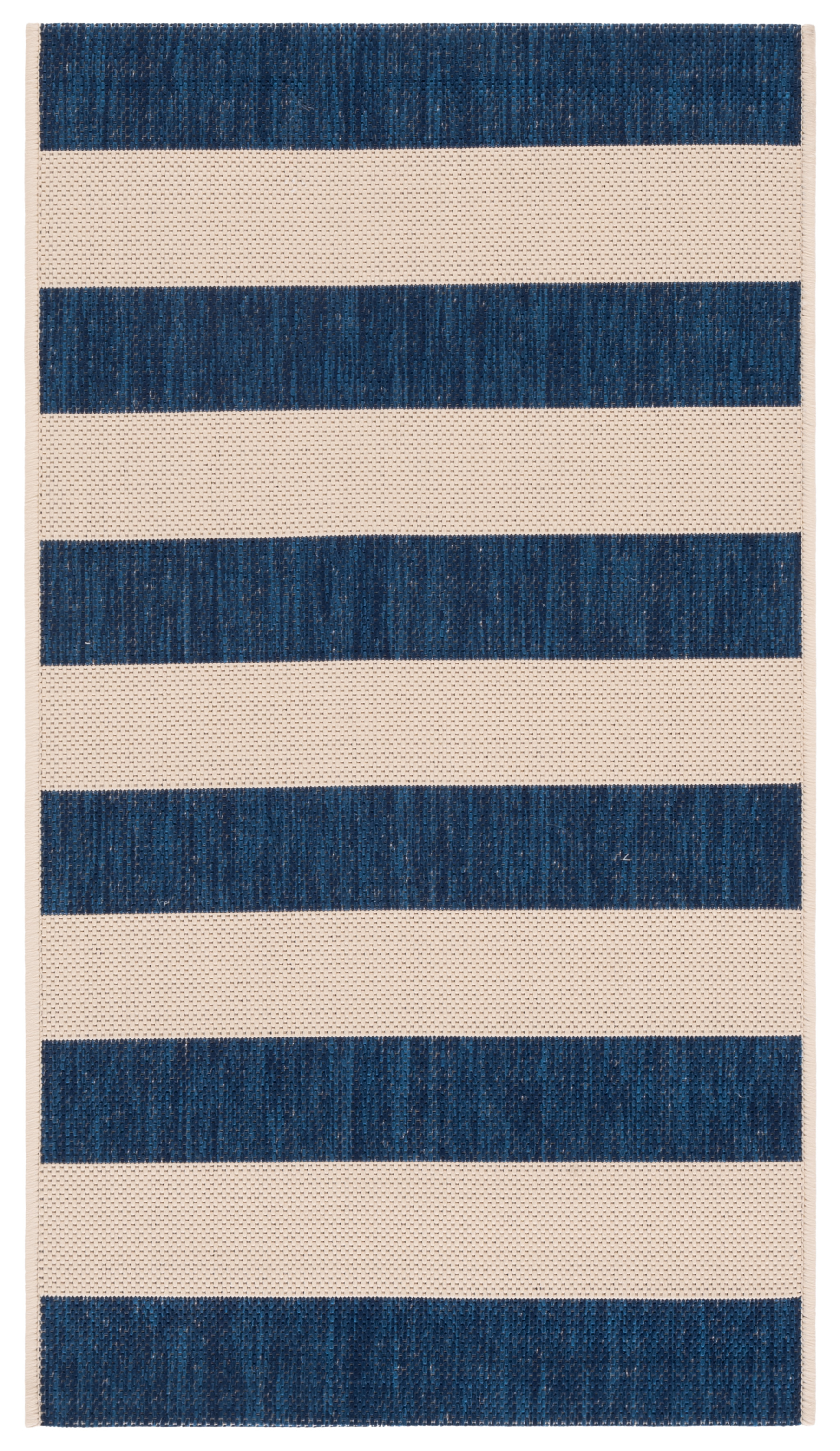 Courtyard Ermintrude Striped Indoor/Outdoor Area Rug, Beige/Navy, 2' x 3'7" at Walmart