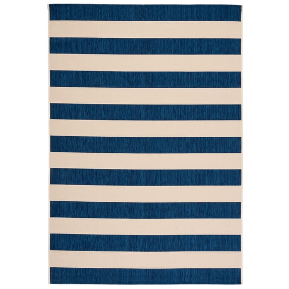 Safavieh Courtyard Ermintrude Striped Indoor/Outdoor Area Rug, Beige/Navy, 4' x 5'7"