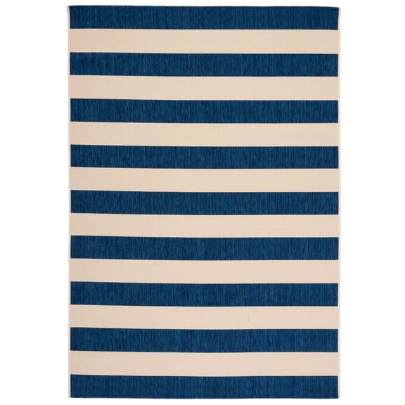 Safavieh Courtyard Ermintrude Striped Indoor/Outdoor Area Rug, Beige/Navy, 5'3" x 7'7"