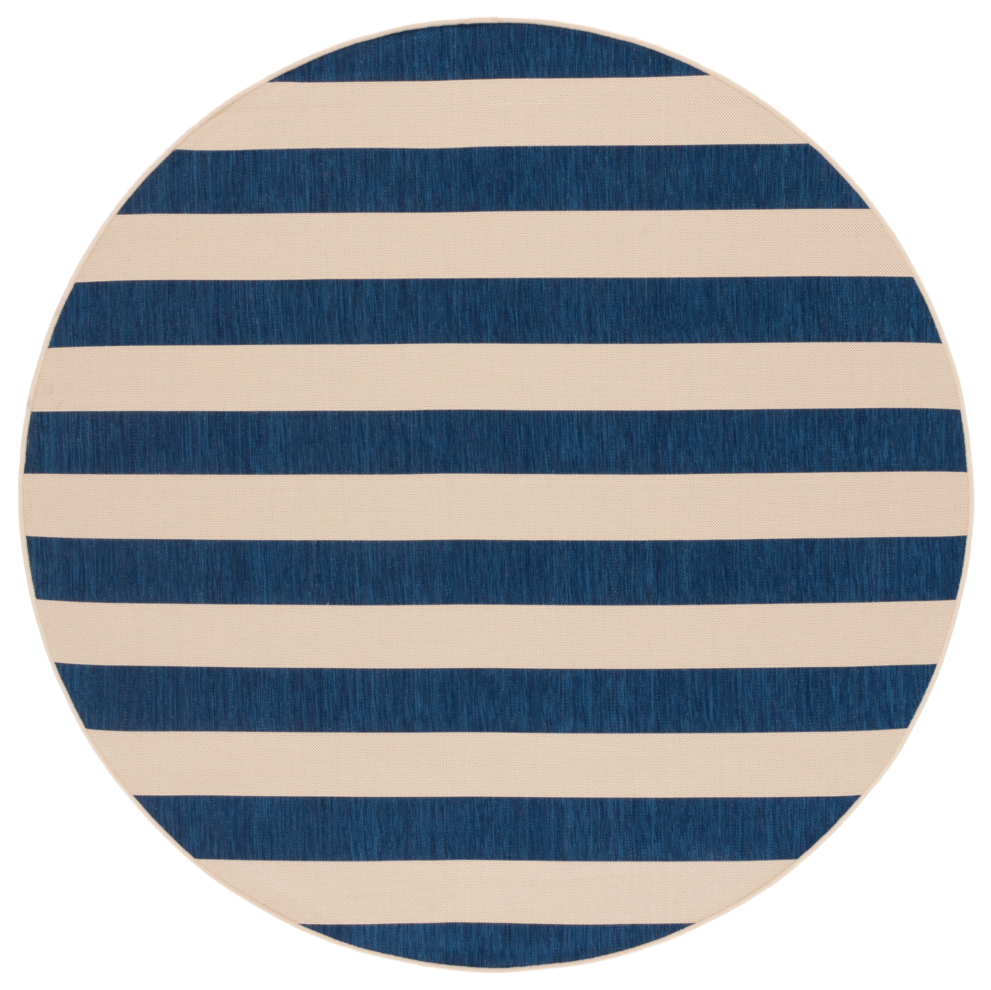 Safavieh Courtyard Ermintrude Striped Indoor/Outdoor Area Rug, Beige/Navy, 6'7" x 6'7" Round