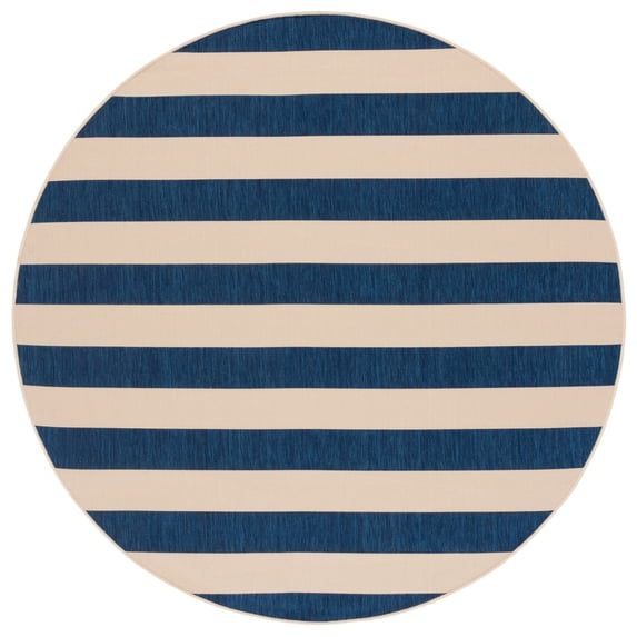 Safavieh Courtyard Ermintrude Striped Indoor/Outdoor Area Rug, Beige/Navy, 6'7" x 6'7" Round
