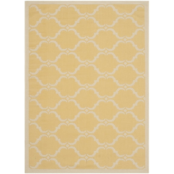 SAFAVIEH Courtyard Estelle Geometric Indoor/Outdoor Area Rug, 2'7" x 5', Yellow/Beige