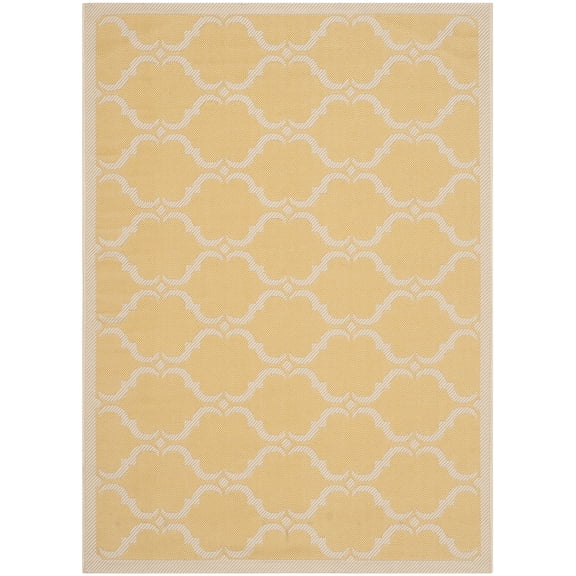 SAFAVIEH Courtyard Estelle Geometric Indoor/Outdoor Area Rug, 2'7" x 5', Yellow/Beige