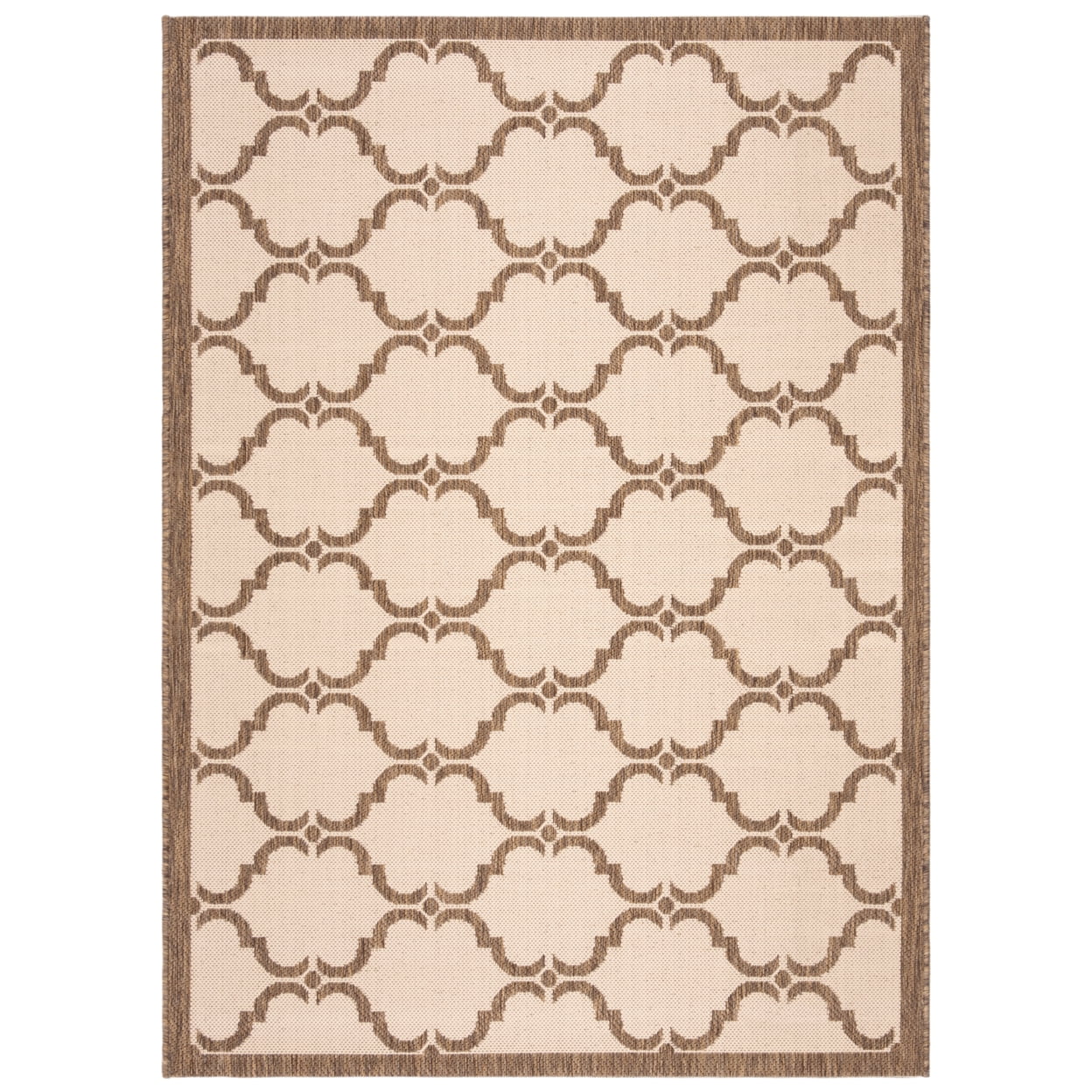 SAFAVIEH Courtyard Estelle Geometric Indoor/Outdoor Area Rug, 4' x 5'7", Beige/Brown