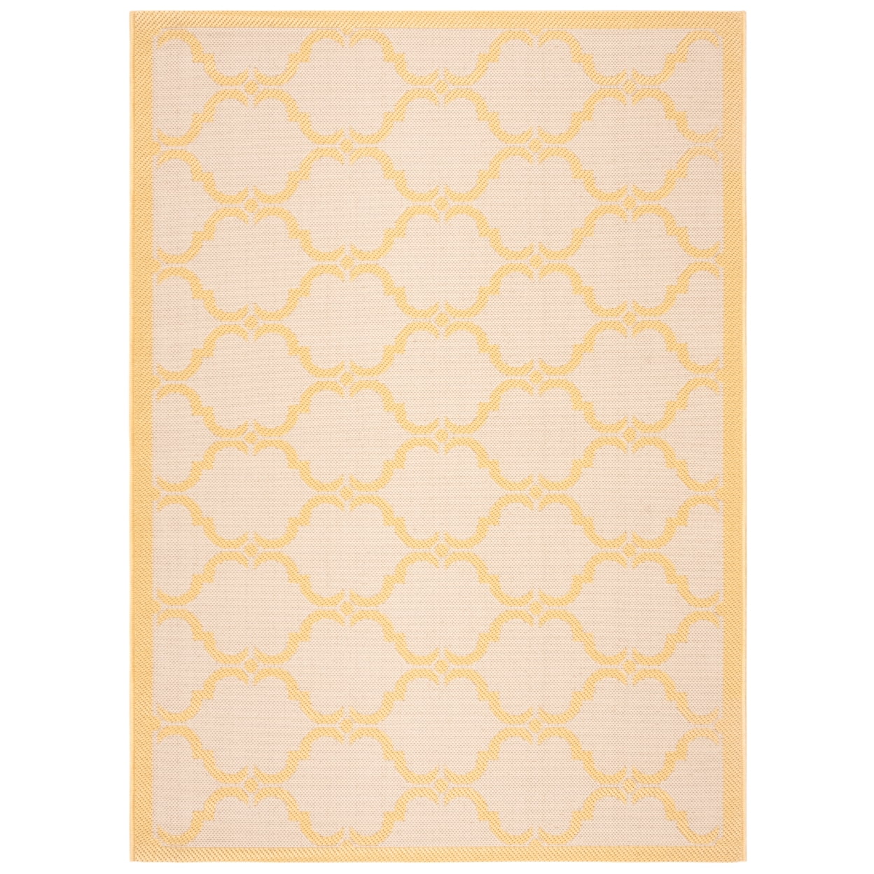 Elegant Gold and Beige Indoor/Outdoor Rectangular Rug, 4' x 5'7"