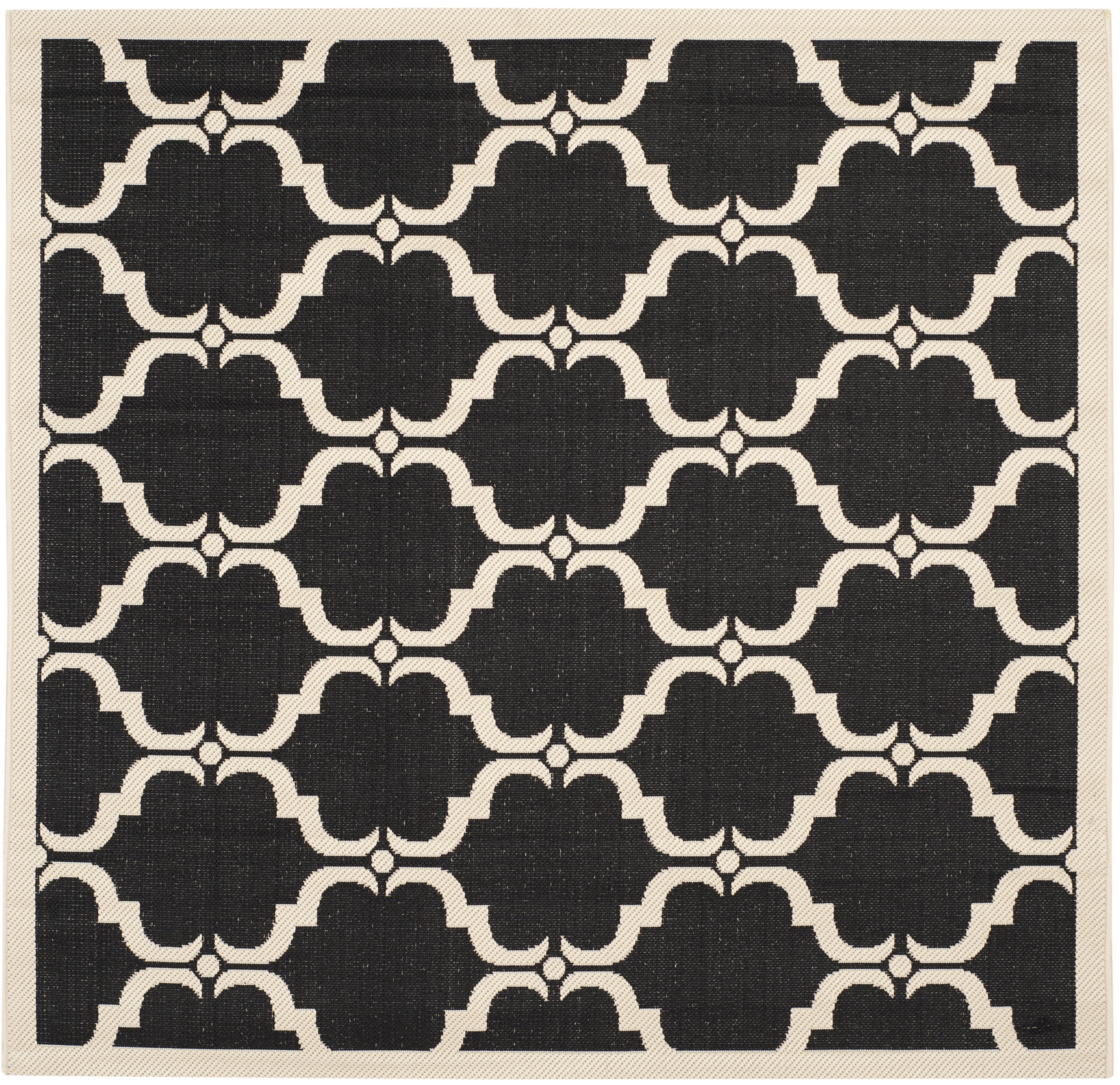 Harrie 5'3" Square Black/Beige Synthetic Indoor/Outdoor Area Rug