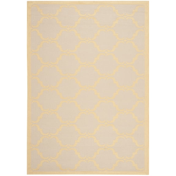 SAFAVIEH Courtyard Estelle Geometric Indoor/Outdoor Area Rug, 5'3" x 7'7", Beige/Yellow