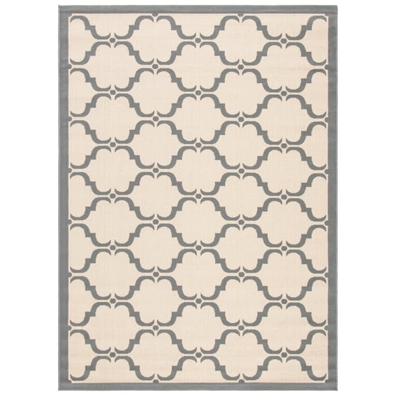 SAFAVIEH Courtyard Estelle Geometric Indoor/Outdoor Area Rug, 6'7" x 9'6", Beige/Anthracite