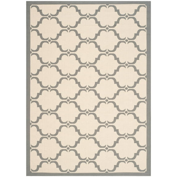 SAFAVIEH Courtyard Estelle Geometric Indoor/Outdoor Area Rug, 6'7" x 9'6", Beige/Anthracite