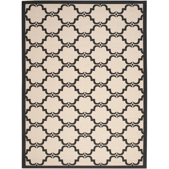 SAFAVIEH Courtyard Estelle Geometric Indoor/Outdoor Area Rug, 8' x 11', Beige/Black