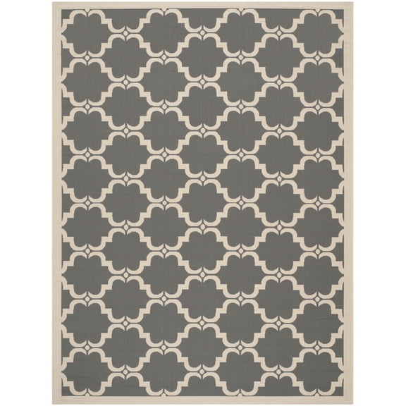 SAFAVIEH Courtyard Estelle Geometric Indoor/Outdoor Area Rug, 9' x 12', Anthracite/Beige