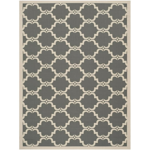 SAFAVIEH Courtyard Estelle Geometric Indoor/Outdoor Area Rug, 9' x 12', Anthracite/Beige