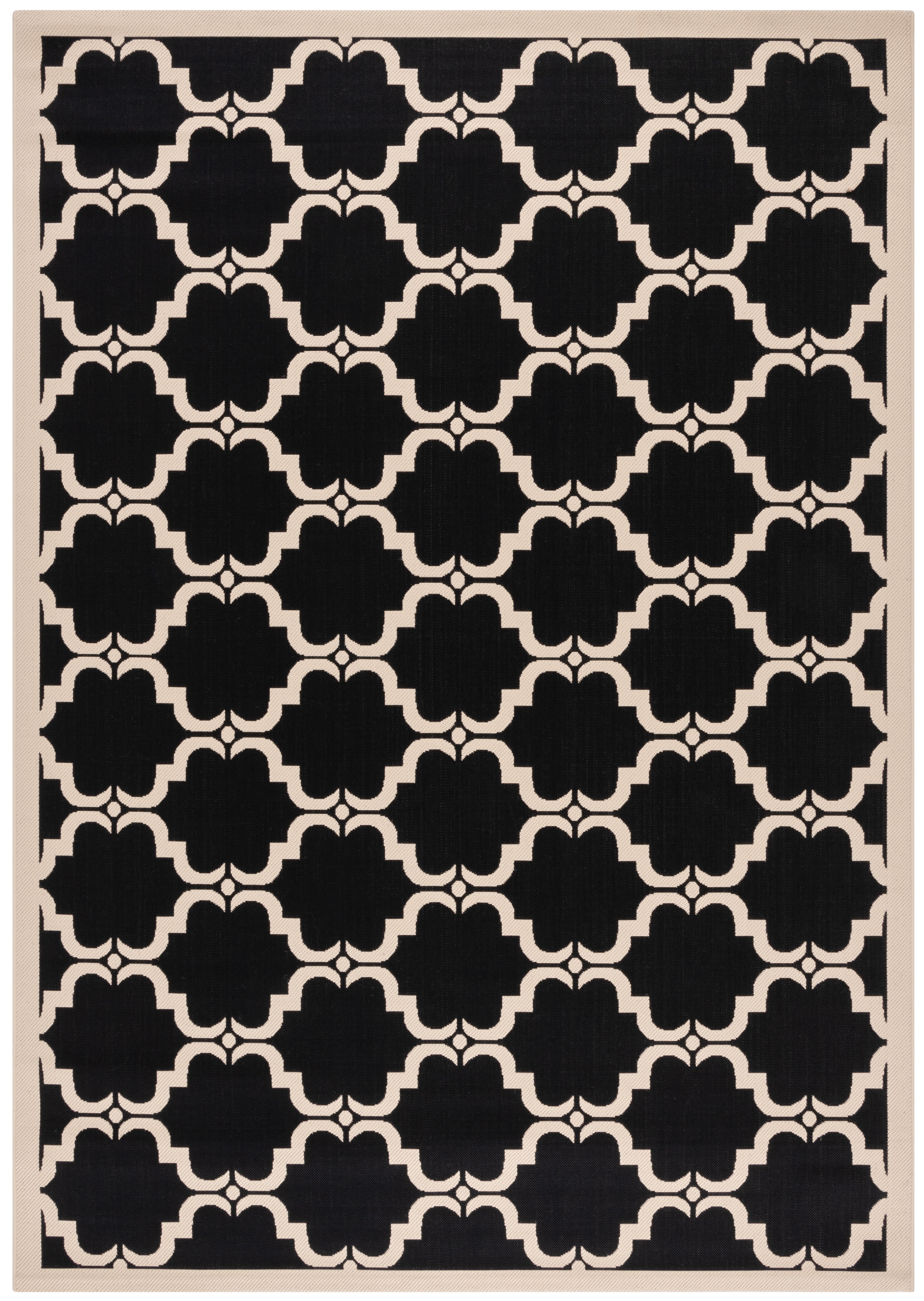 SAFAVIEH Courtyard Estelle Geometric Indoor/Outdoor Area Rug, 9' x 12', Black/Beige
