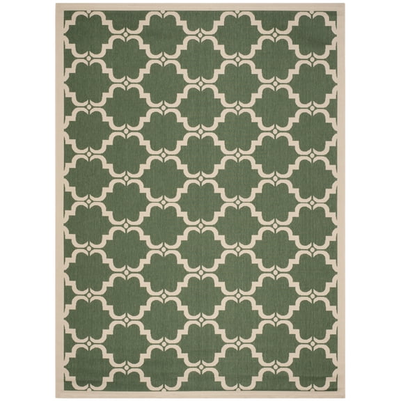 SAFAVIEH Courtyard Estelle Geometric Indoor/Outdoor Area Rug, 9' x 12', Dark Green/Beige
