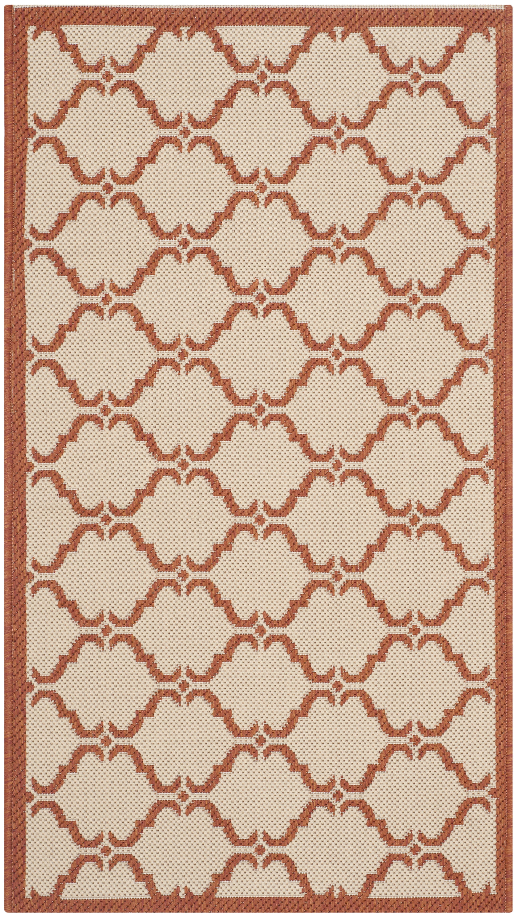 SAFAVIEH Courtyard Estelle Geometric Indoor/Outdoor Area Rug, Beige/Terracotta, 2' x 3'7"