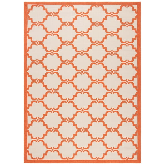 SAFAVIEH Courtyard Estelle Geometric Indoor/Outdoor Area Rug, Beige/Terracotta, 9' x 12'