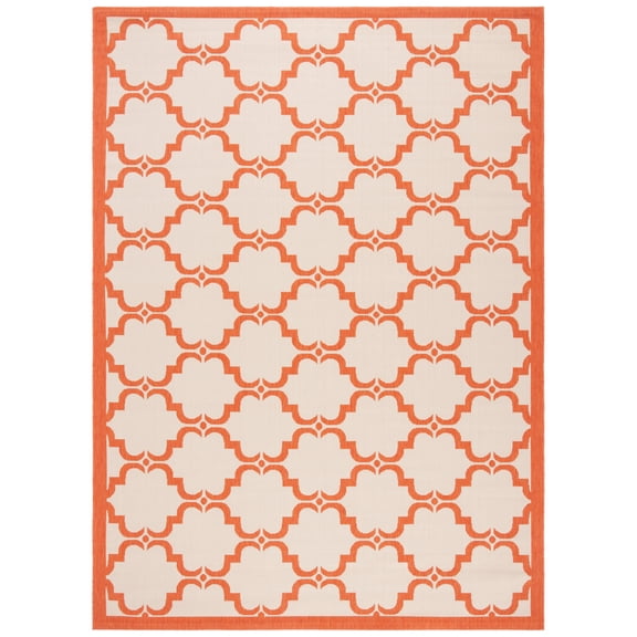 SAFAVIEH Courtyard Estelle Geometric Indoor/Outdoor Area Rug, Beige/Terracotta, 9' x 12'