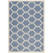 SAFAVIEH Courtyard Estelle Geometric Indoor/Outdoor Area Rug, Blue/Beige, 5'3" x 7'7"