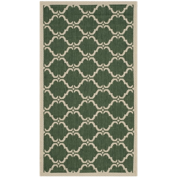 SAFAVIEH Courtyard Estelle Geometric Indoor/Outdoor Area Rug, Dark Green/Beige, 2' x 3'7"
