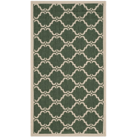 SAFAVIEH Courtyard Estelle Geometric Indoor/Outdoor Area Rug, Dark Green/Beige, 2' x 3'7"