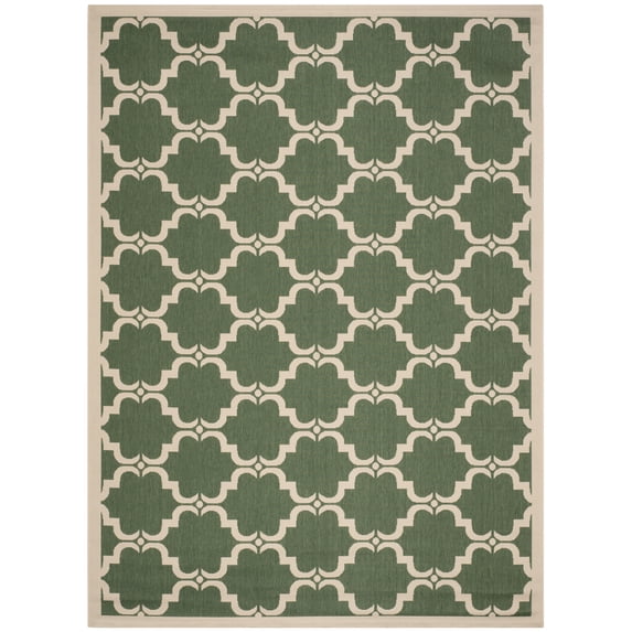 SAFAVIEH Courtyard Estelle Geometric Indoor/Outdoor Area Rug, Dark Green/Beige, 8' x 11'