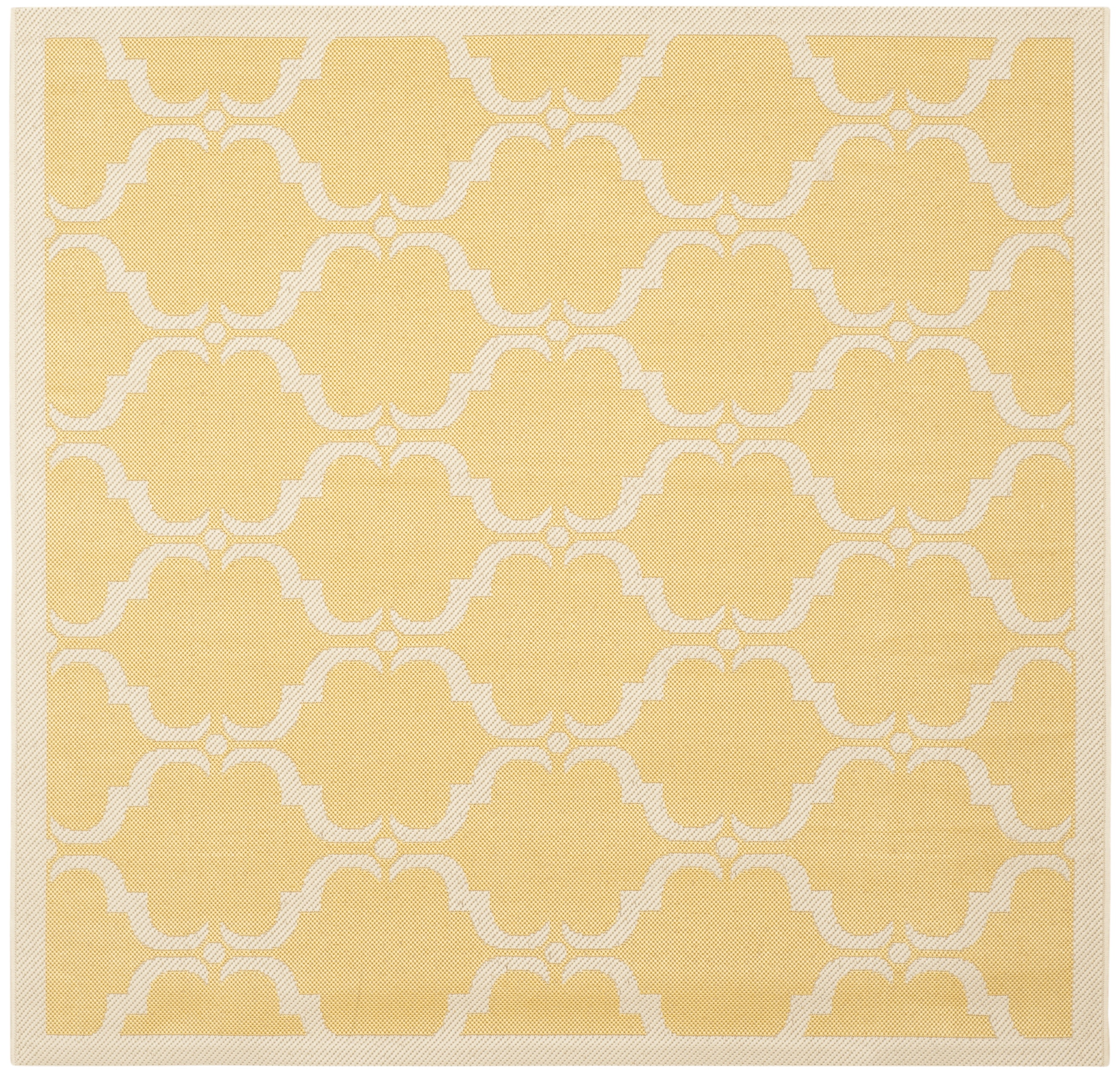 SAFAVIEH Courtyard Estelle Geometric Indoor/Outdoor Area Rug, Yellow/Beige, 4' x 4' Square